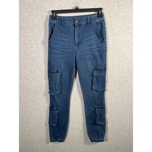 Legend By Mitzi Michel Cargo Jeans Women Large Blue Denim Cotton Stretch Tapered